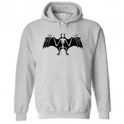 Scary Bat Skeleton Novelty Unisex Kids and Adults Pullover Hoodie for Halloween									 									 																		 									 									